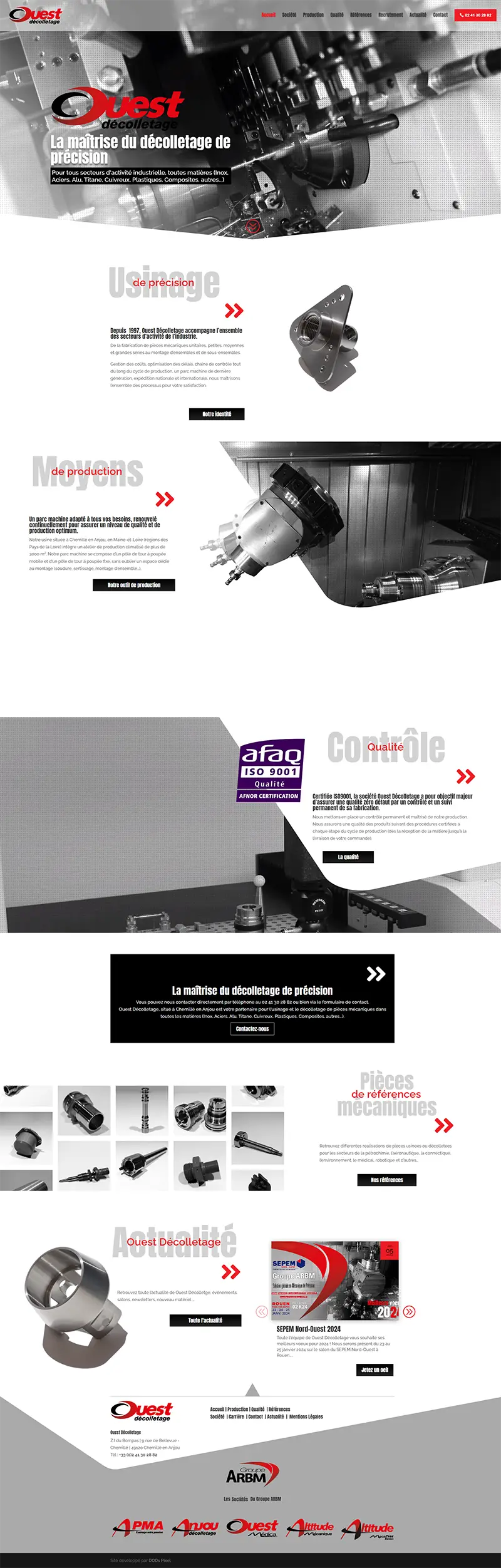 Screenshot site internet Ouest Décolletage